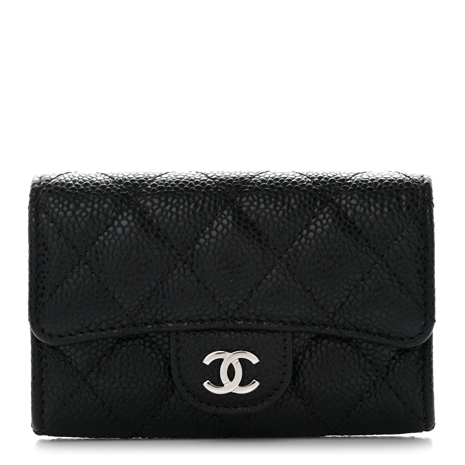 Chanel Caviar Quilted Flap Card Holder Wallet Black 1 of 10