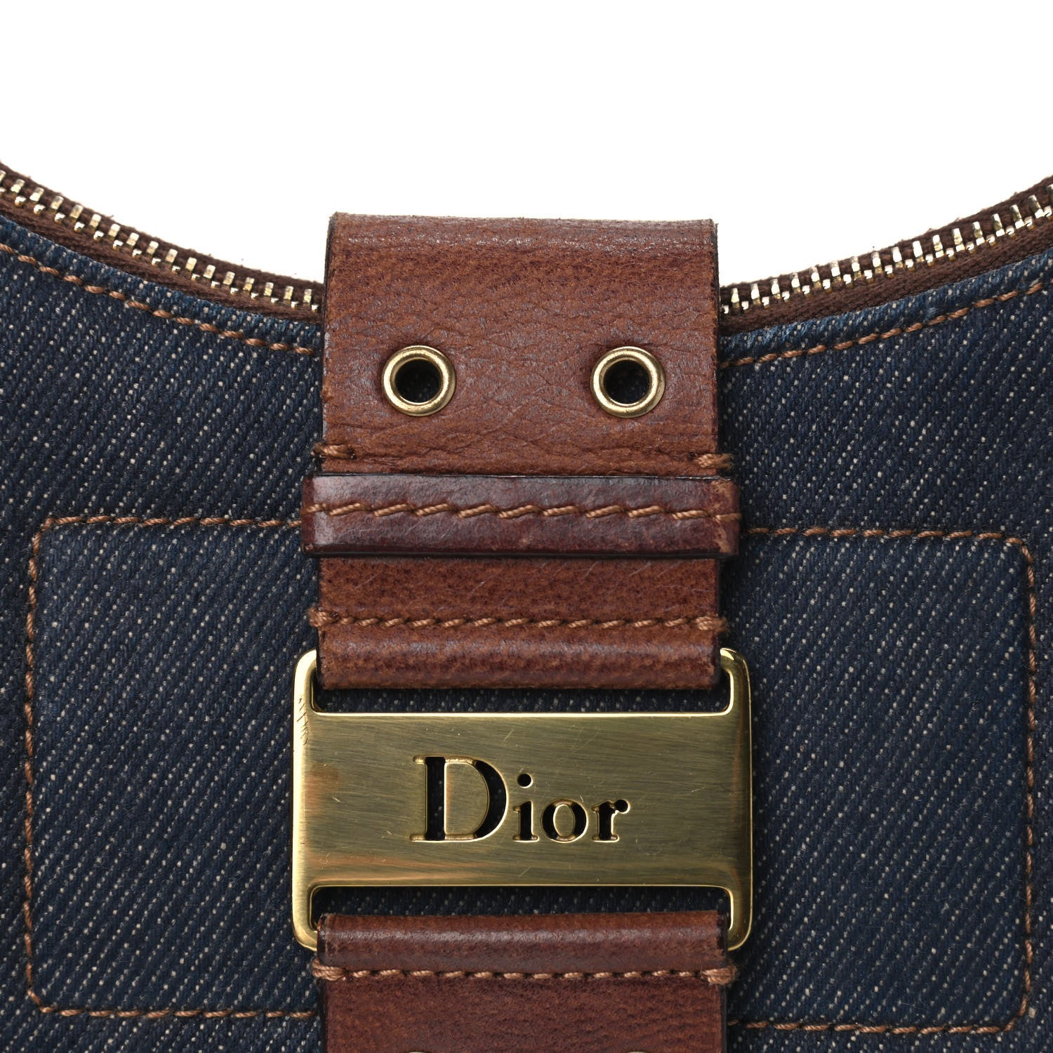 Christian Dior Denim Calfskin Street Chic Hobo Blue Brown 10 of 10