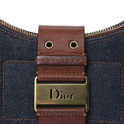 Christian Dior Denim Calfskin Street Chic Hobo Blue Brown 10 of 10