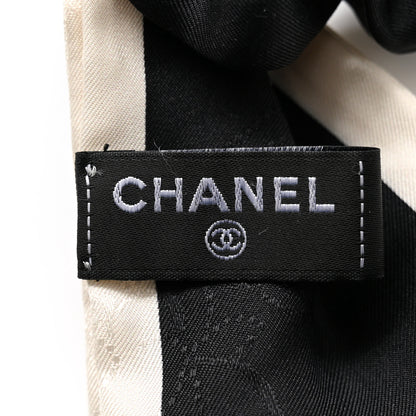 Chanel Silk Hair Tie Black Ivory 3 of 6