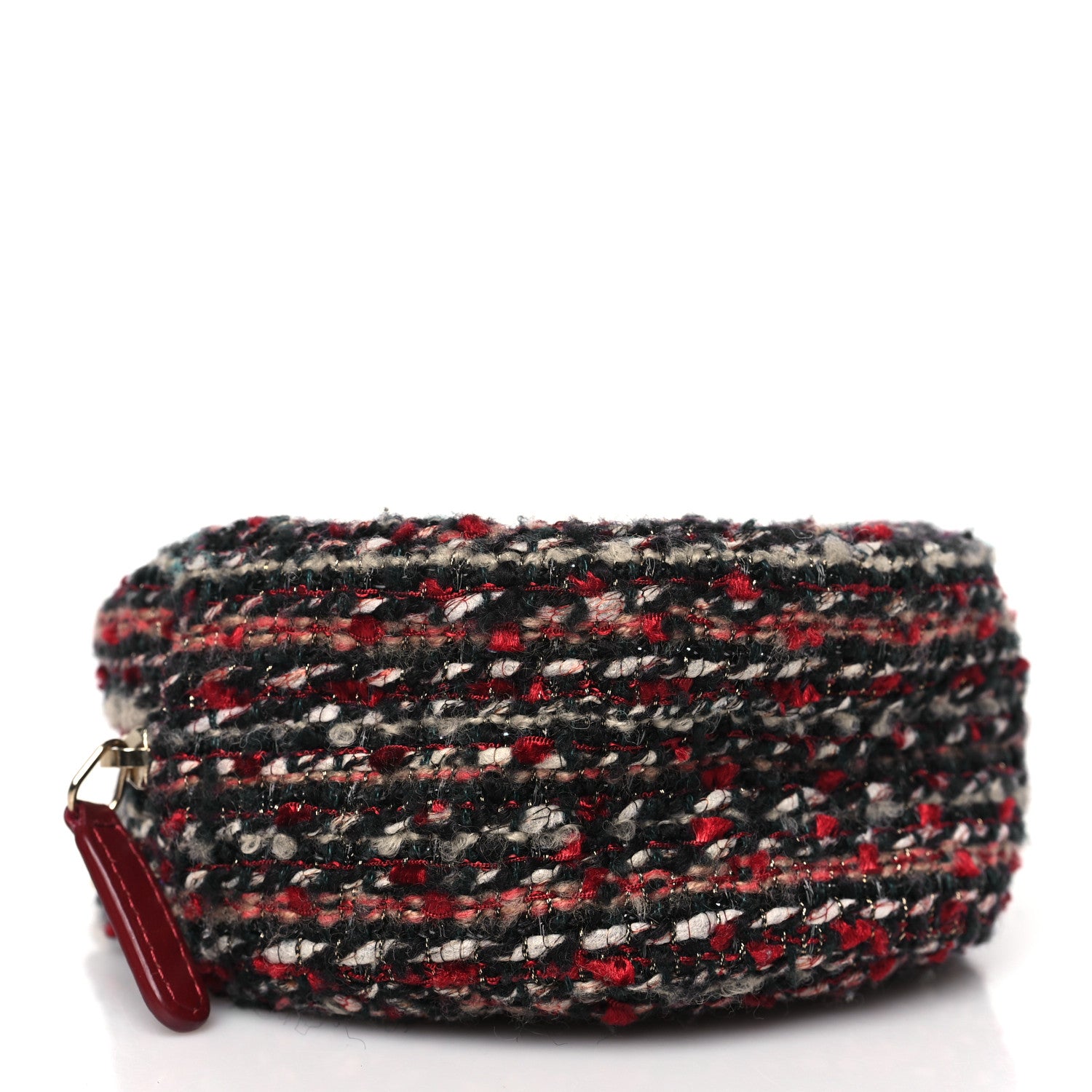 Chanel Tweed Quilted Round Clutch With Chain Red 4 of 10