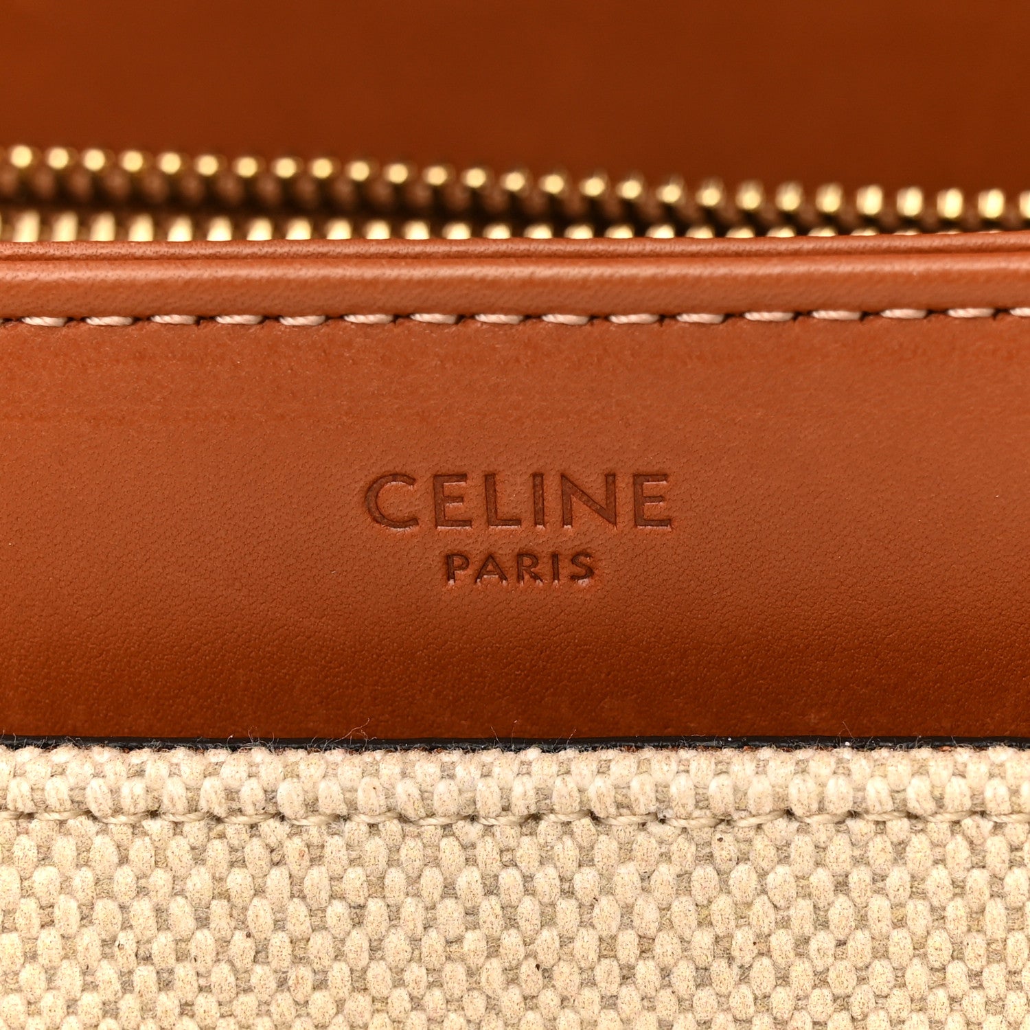 Celine Canvas Calfskin Small 16 Top Handle Bag Natural Tan 6 of 10