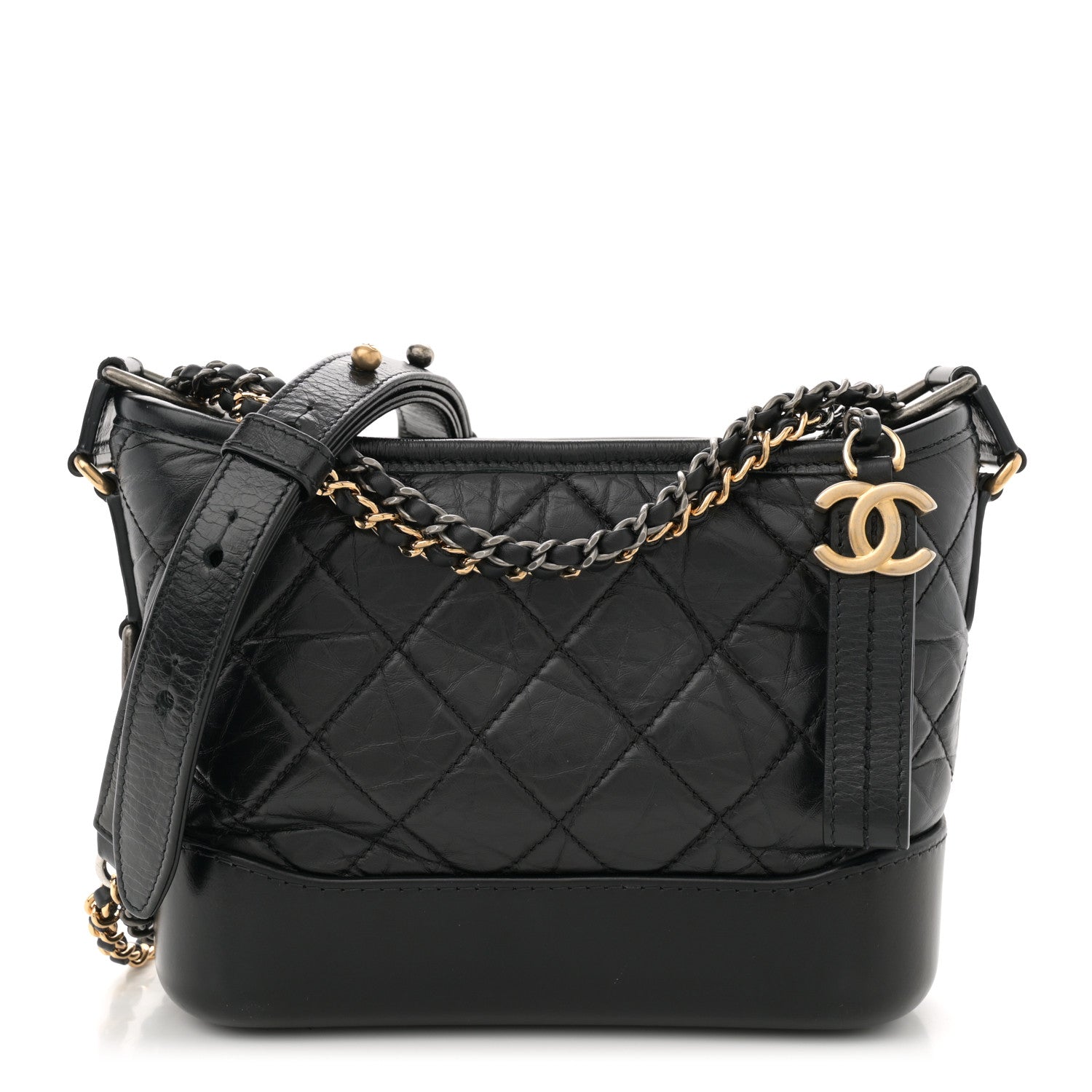 Chanel Aged Calfskin Quilted Small Gabrielle Hobo Black 1 of 10