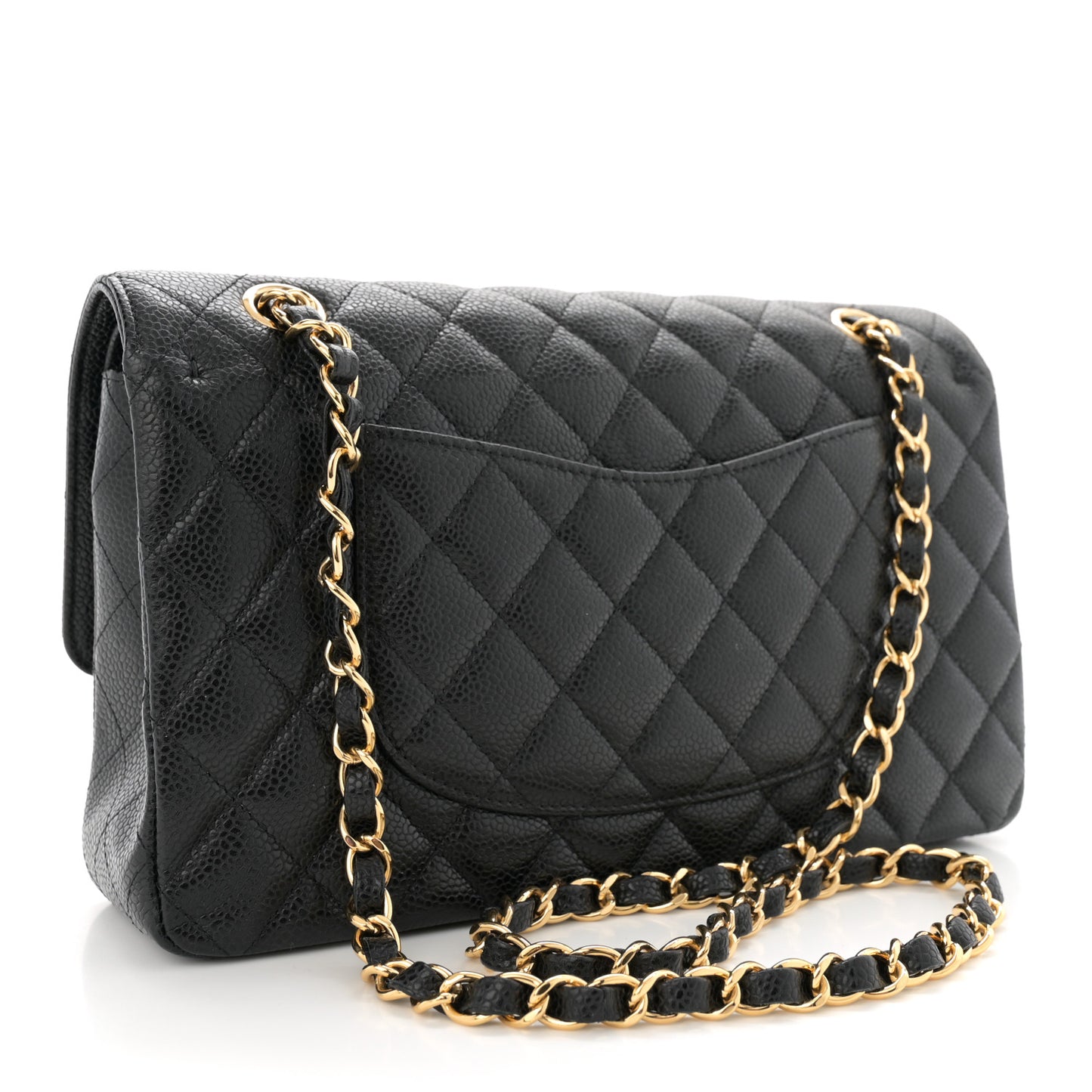 Caviar Quilted Medium Double Flap Black