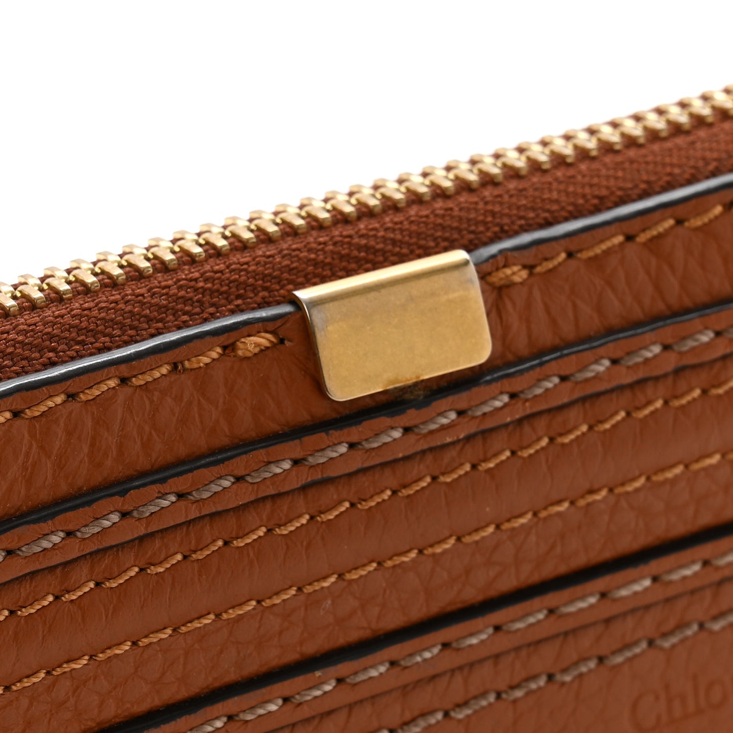Grained Calfskin Marcie Long Zip Around Wallet Tan