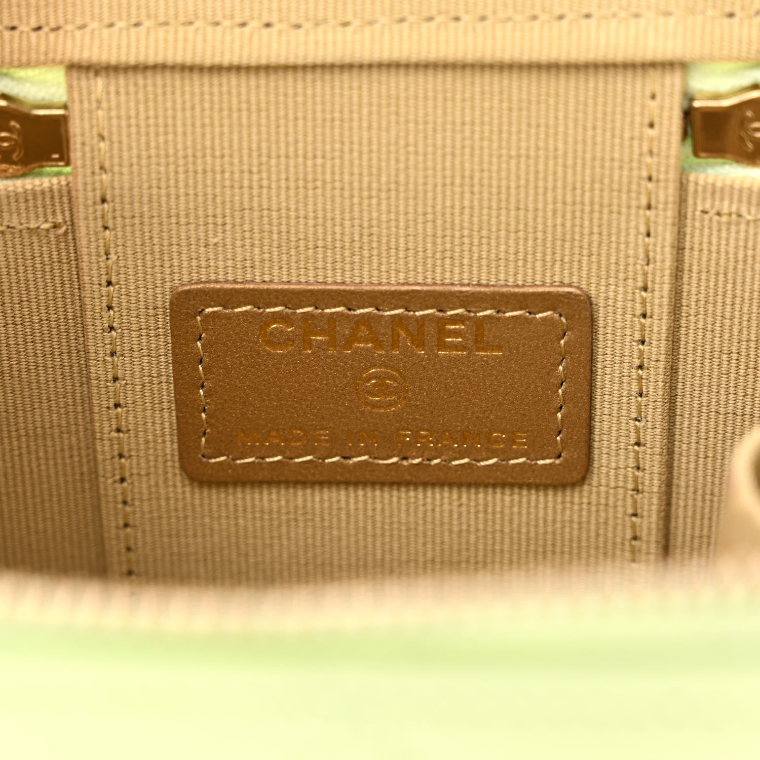 Chanel Lambskin Quilted Pearl Crush Mini Vanity Case With Chain Light Green 6 of 13