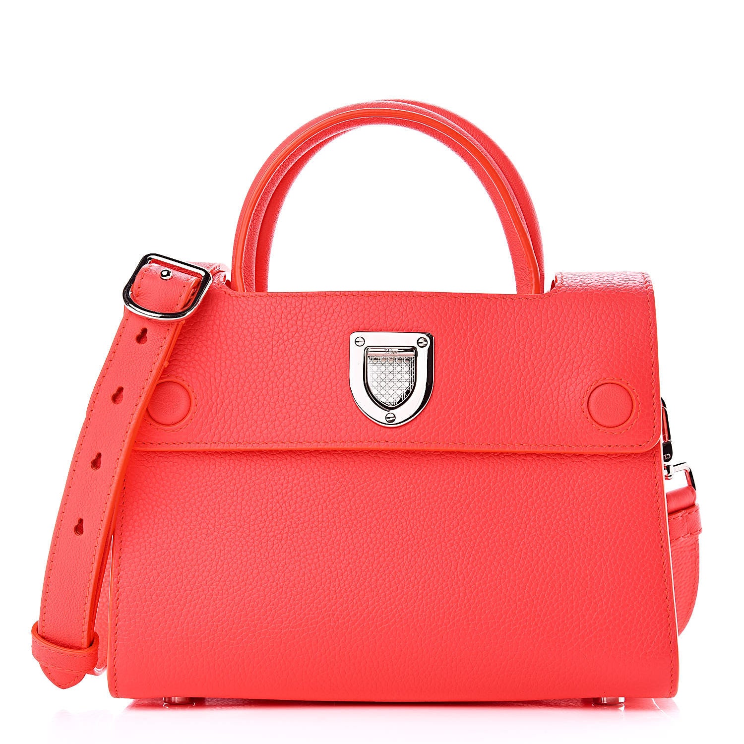 Christian Dior Grained Calfskin Mini Diorever Flap Fluorescent Goji Pink 1 of 8