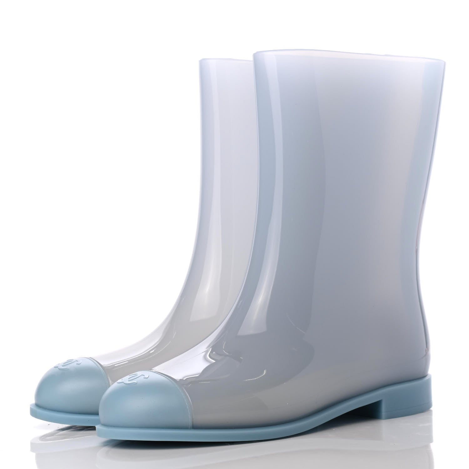 Chanel Rubber Rain Boots 38 Light Blue 5 of 18