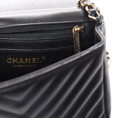Chanel Lambskin Chevron Quilted Mini Square Flap Black 8 of 15