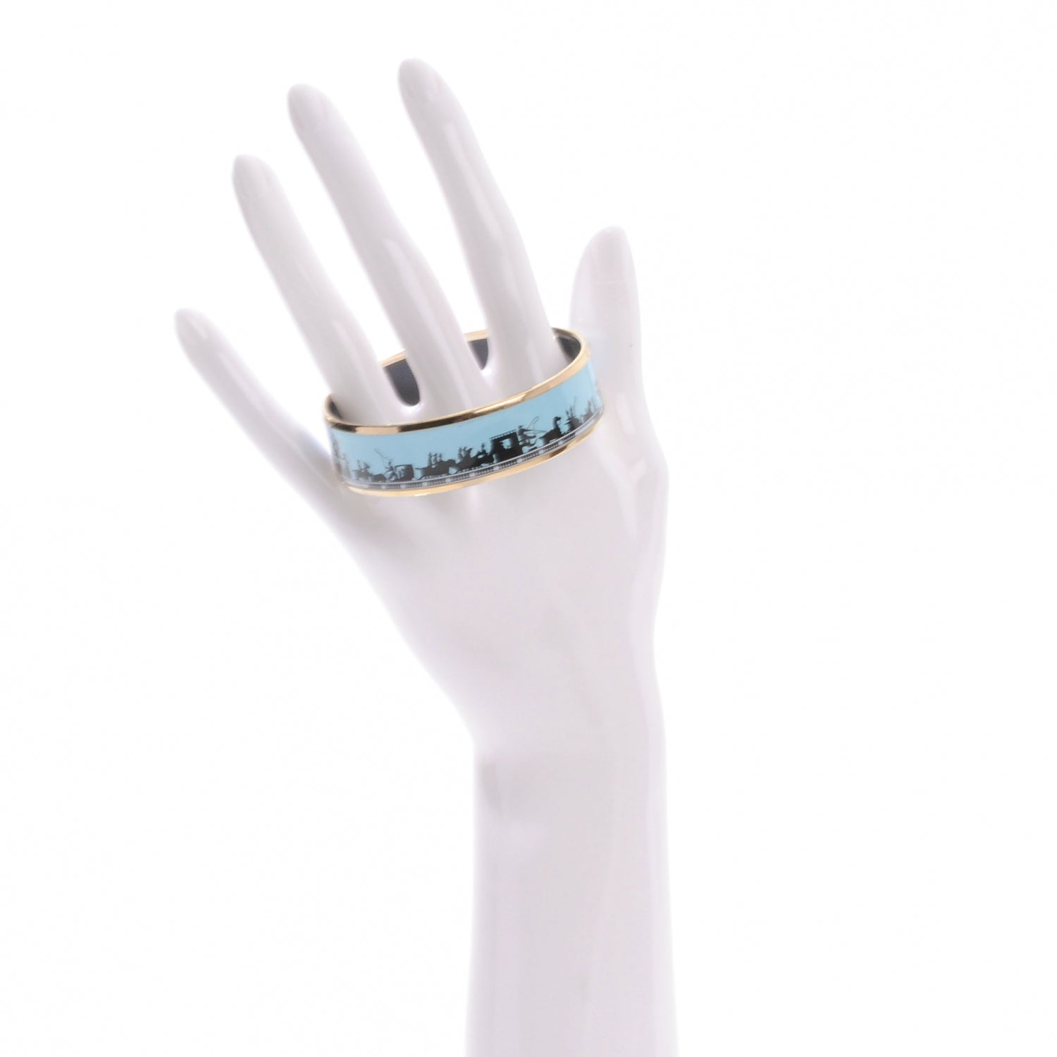 Hermes Enamel Printed Carriages Wide Bracelet 65 3 of 8