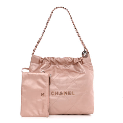 Chanel Metallic Calfskin Quilted Small Chanel 22 Pink 1 of 13