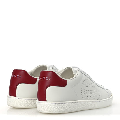 Gucci Calfskin Interlocking G Perforated Womens Ace Sneakers 36.5 White Hibiscus Red 6 of 12