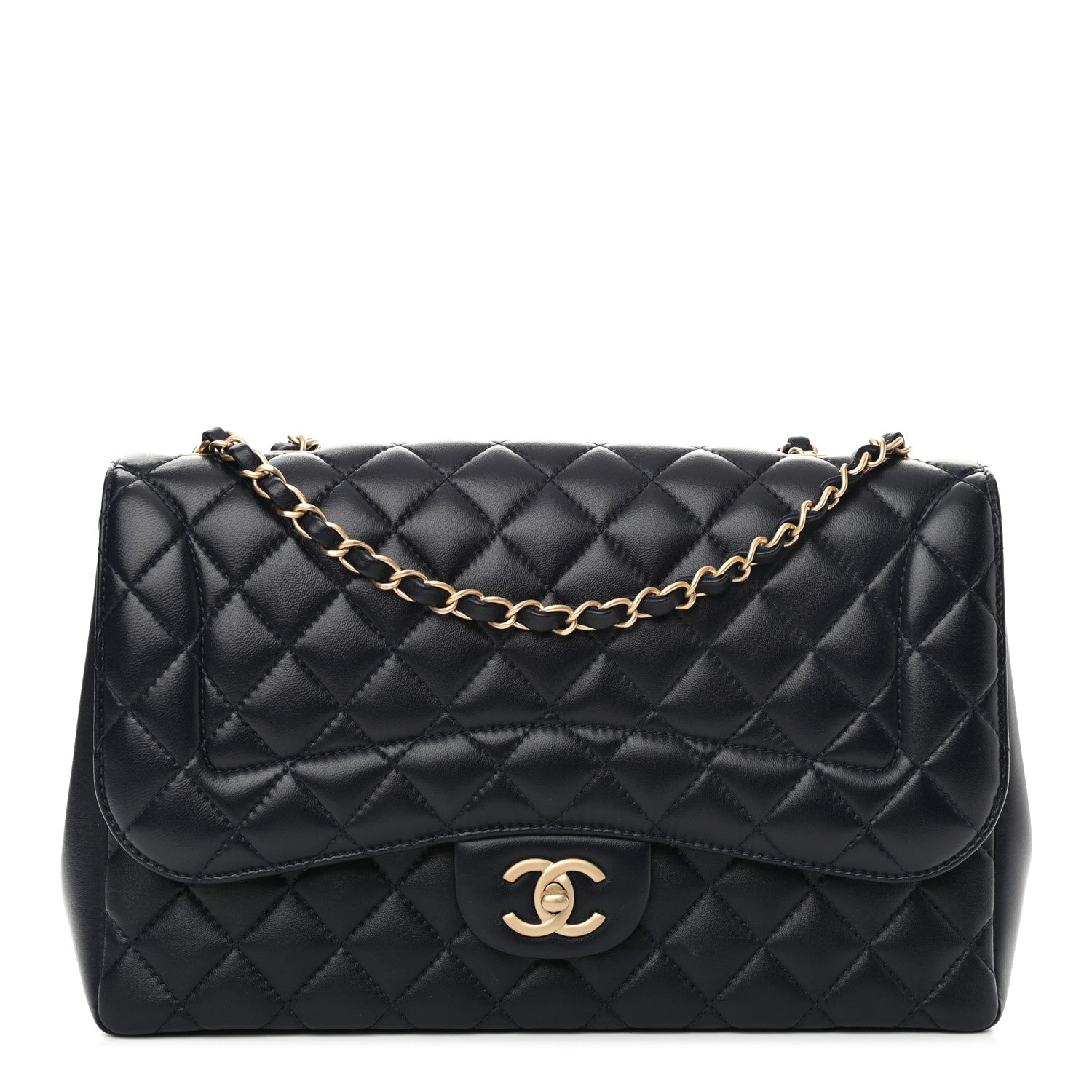 Chanel Lambskin Quilted Jumbo Mademoiselle Chic Flap Navy 1 of 11