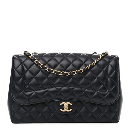 Chanel Lambskin Quilted Jumbo Mademoiselle Chic Flap Navy 1 of 11