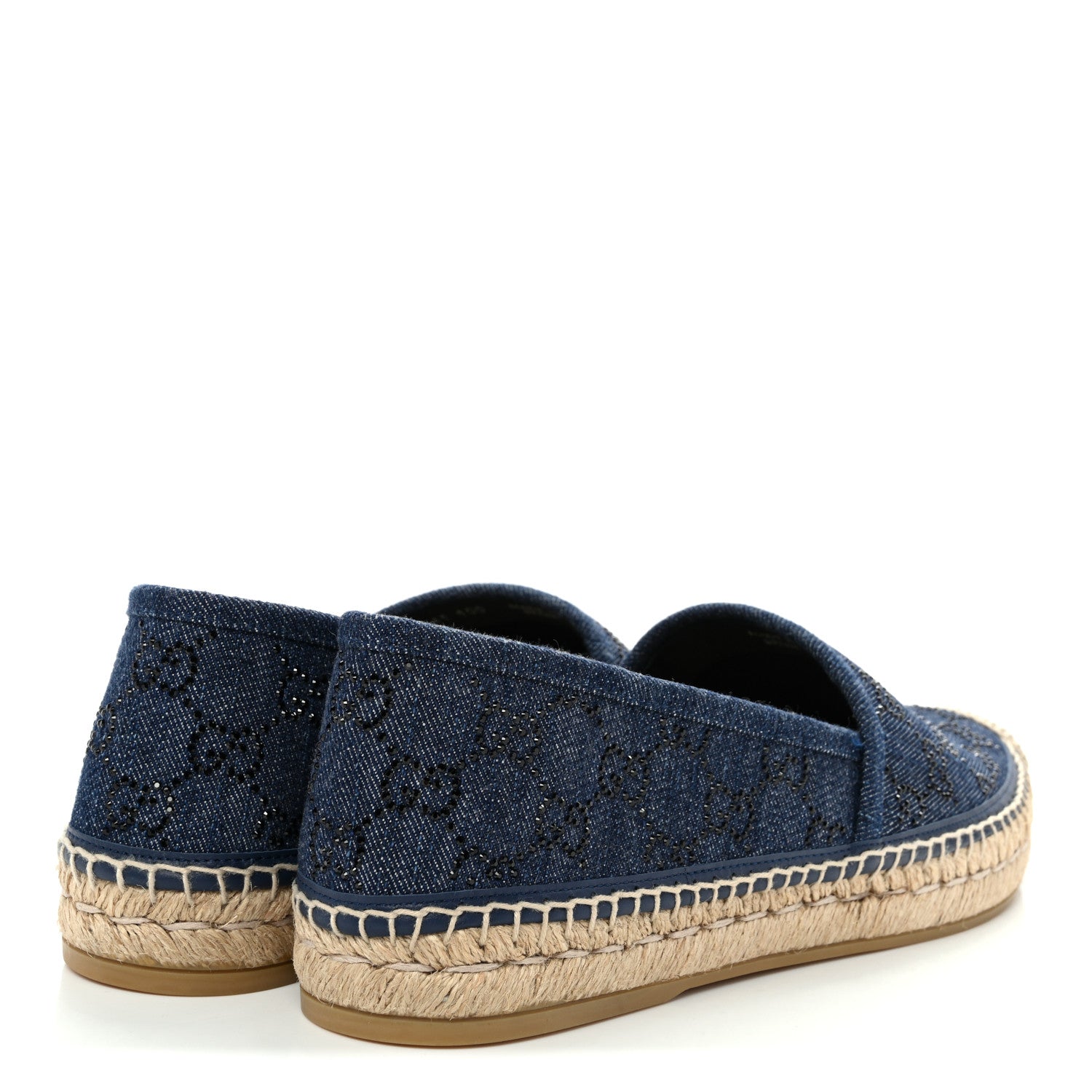 Gucci Denim Crystal GG Monogram Espadrilles 41 Blue 4 of 10