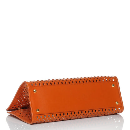 Prada Saffiano Perforated Tote Papaya 4 of 7
