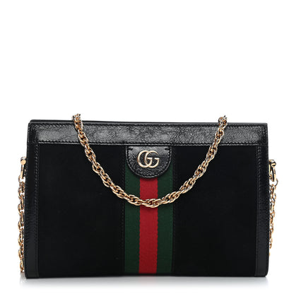 Gucci Suede Patent GG Web Small Ophidia Chain Shoulder Bag Black 1 of 9