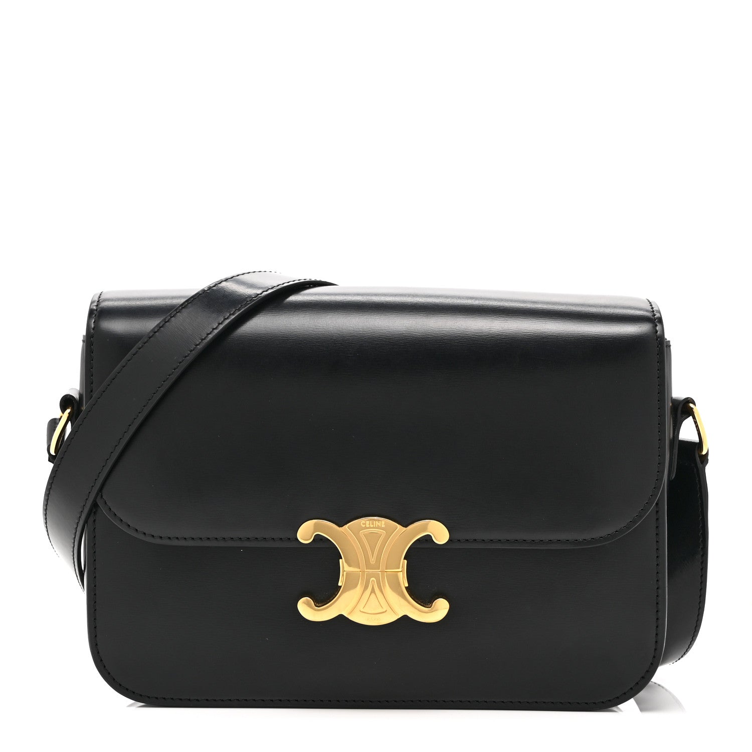 Celine Shiny Calfskin Medium Triomphe Black 1 of 11