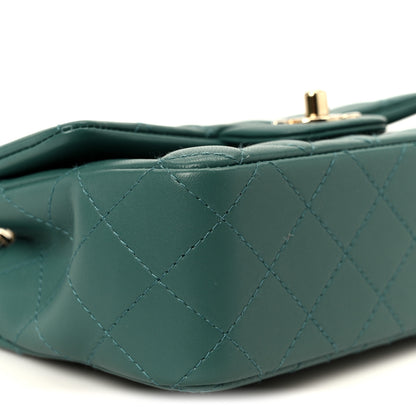 Chanel Lambskin Quilted Mini Rectangular Flap Dark Green 10 of 12