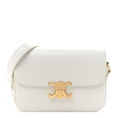 Celine Shiny Calfskin Medium Triomphe White 1 of 18