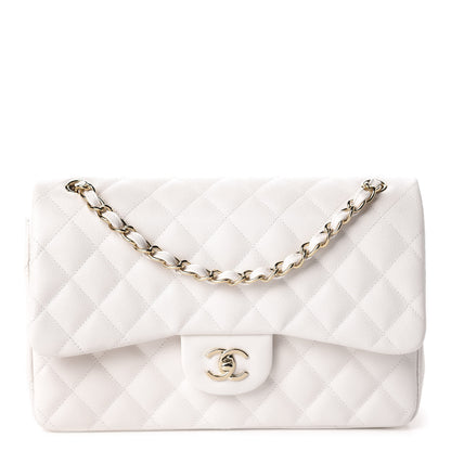 Chanel Caviar Quilted Jumbo Double Flap White 1 of 10