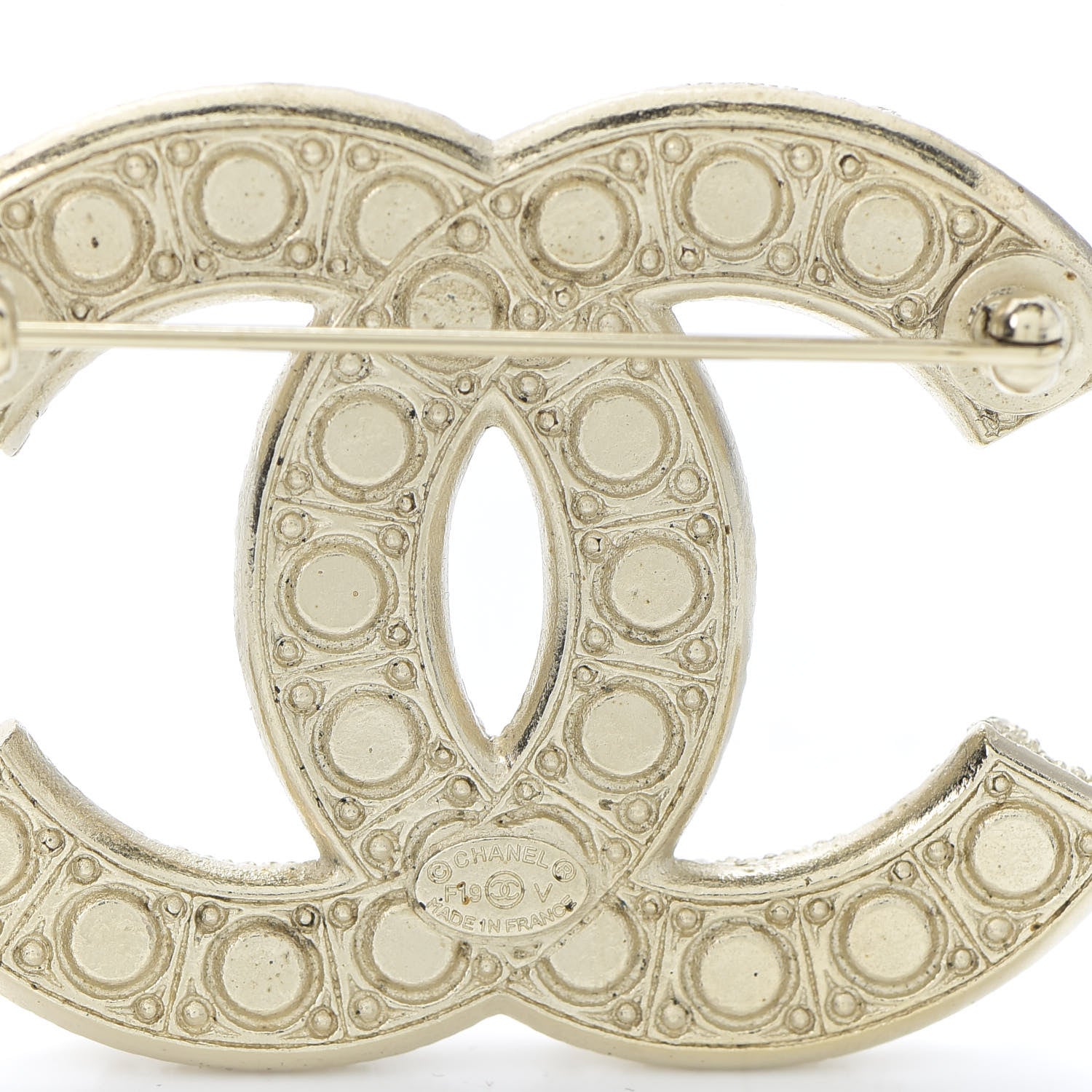 Chanel Metal Crystal Graduated Pearl CC Brooch Gold 3 of 4