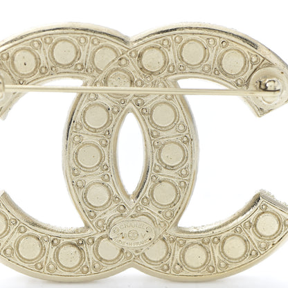 Chanel Metal Crystal Graduated Pearl CC Brooch Gold 3 of 4