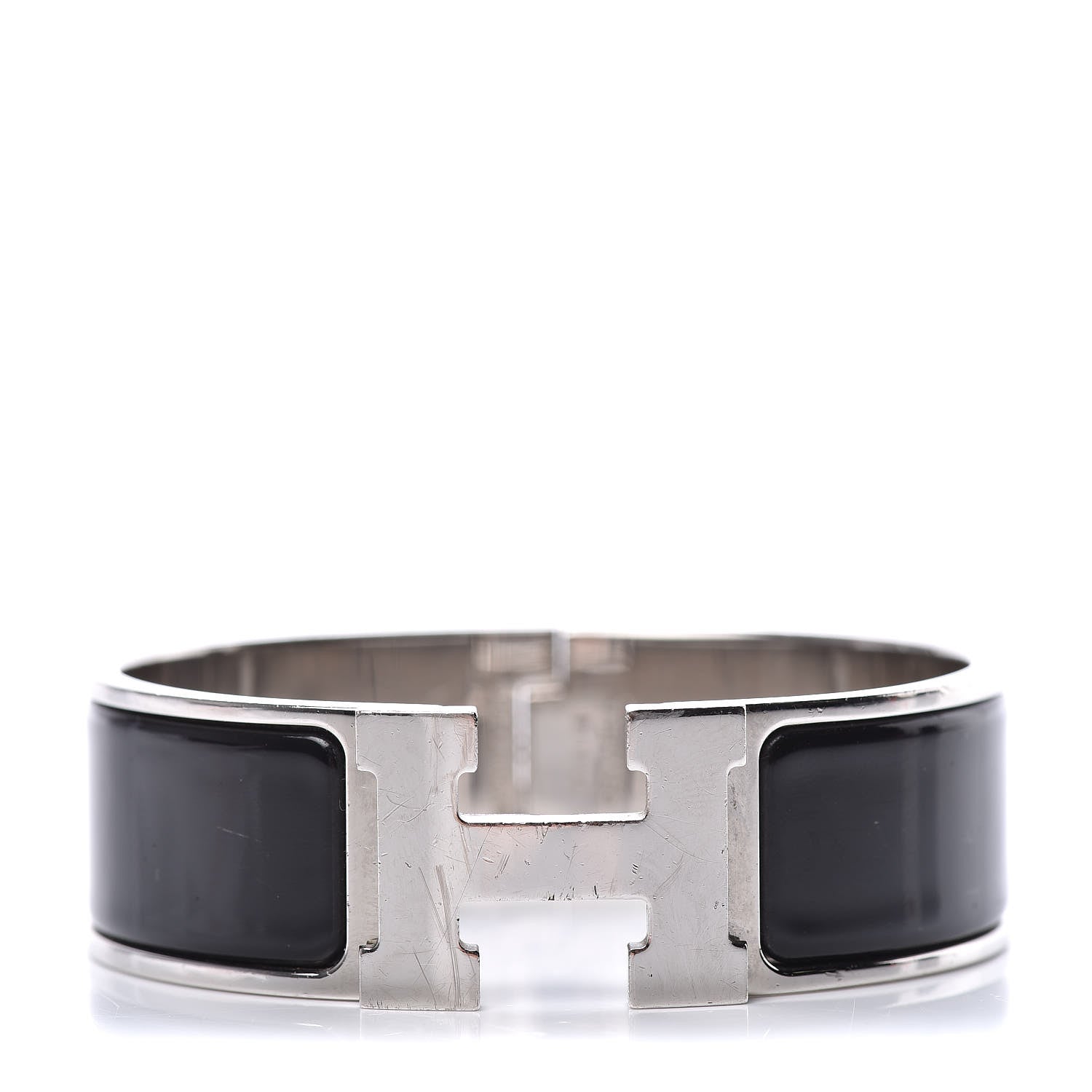 Hermes Enamel Wide Clic Clac H Bracelet GM Black 1 of 4