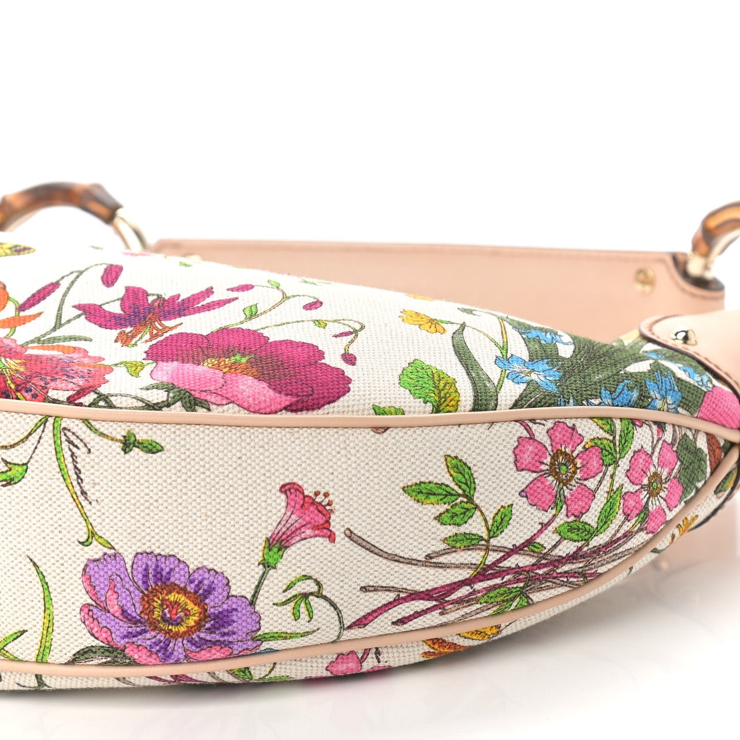 Canvas Floral Flora Bamboo Ring Hobo White