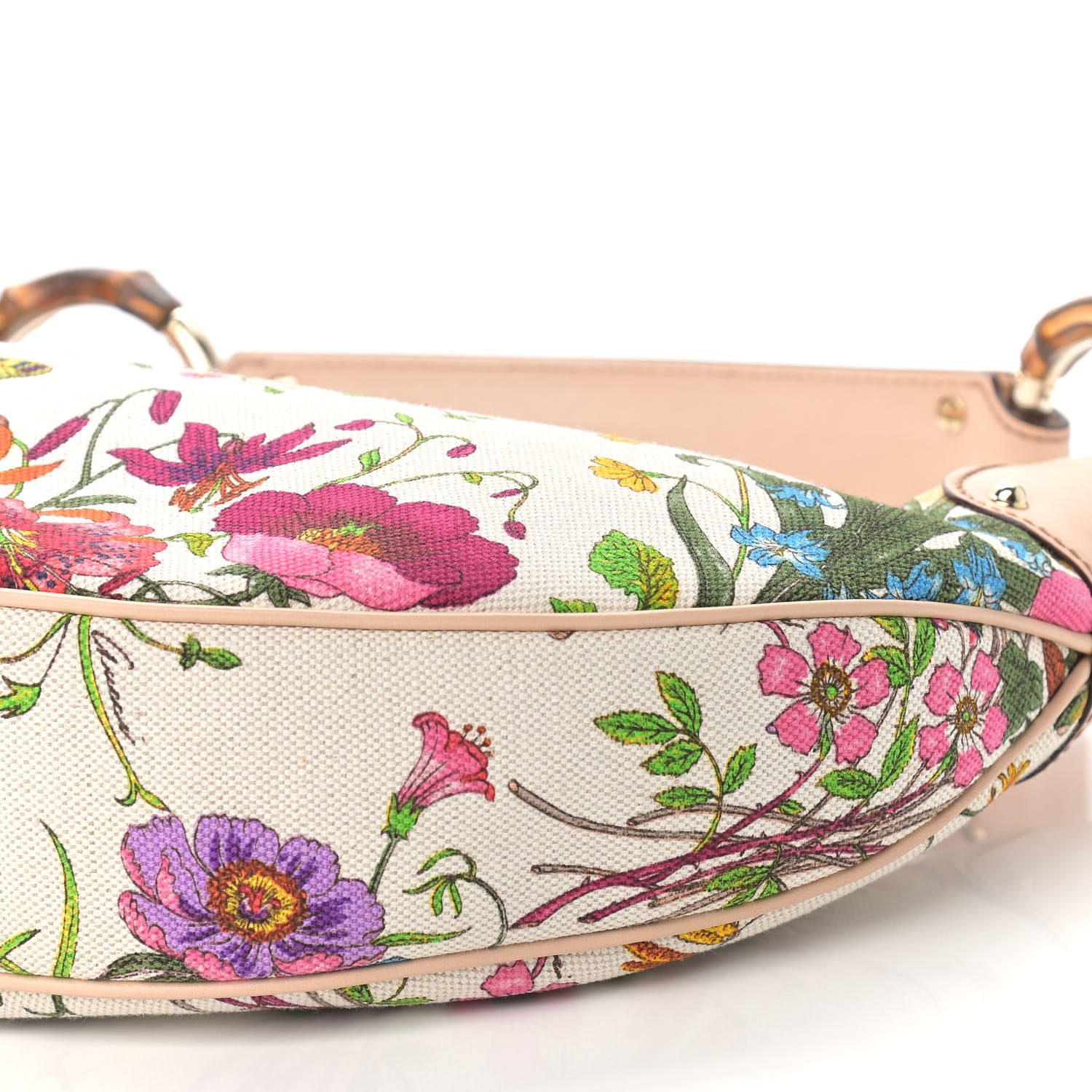 Gucci Canvas Floral Flora Bamboo Ring Hobo White 8 of 11