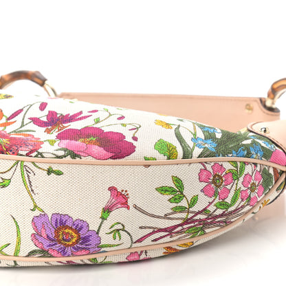 Gucci Canvas Floral Flora Bamboo Ring Hobo White 8 of 11