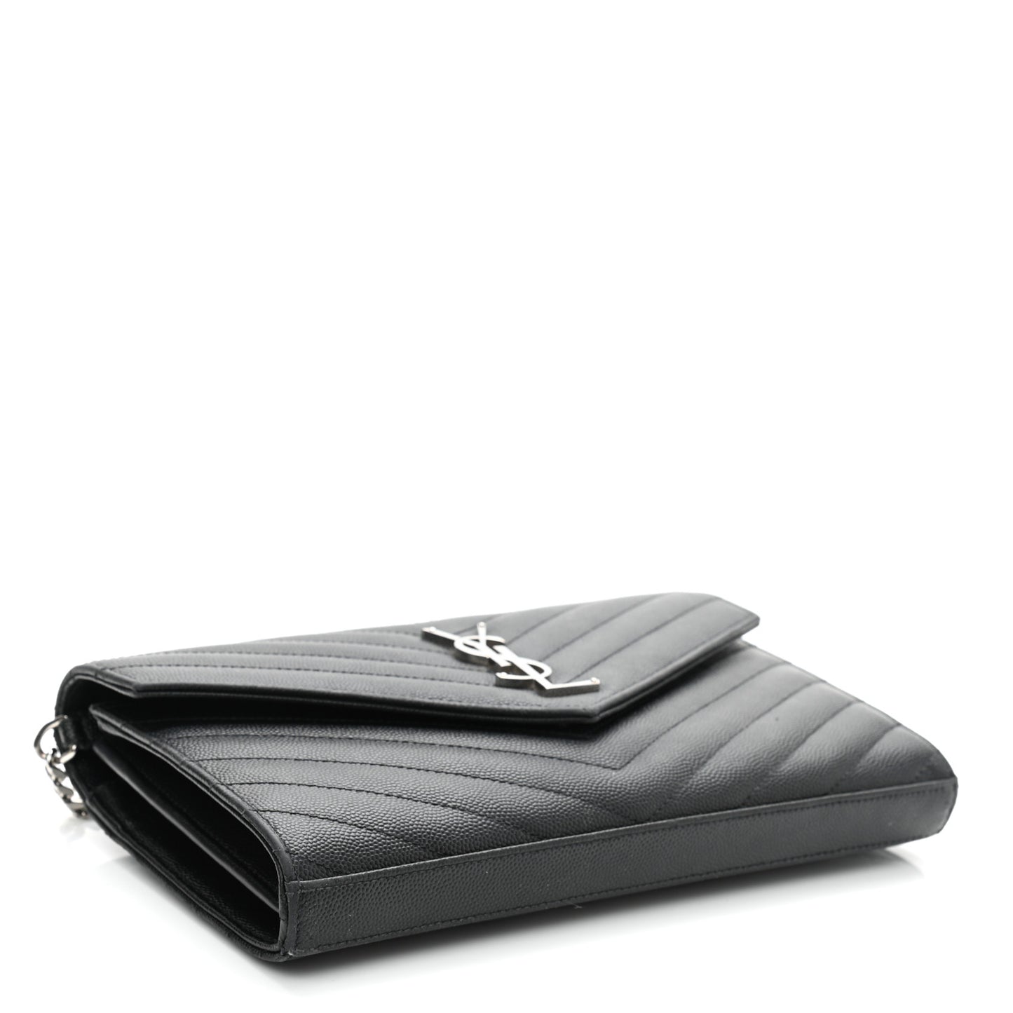 Grain De Poudre Matelasse Chevron Monogram Chain Wallet Black