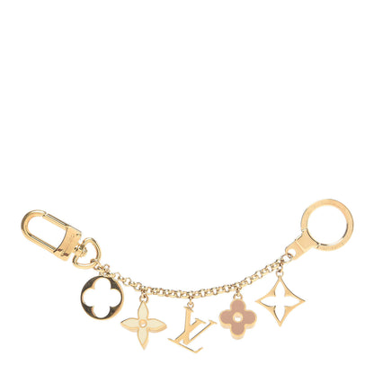Louis Vuitton Brass Enamel Fleur De Monogram Bag Charm Chain Gold 1 of 4