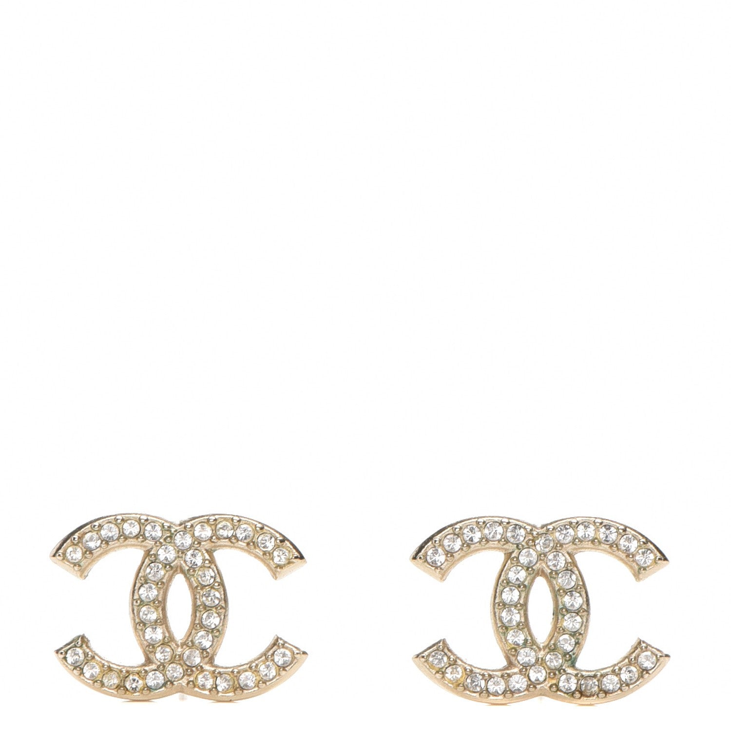 Chanel Crystal CC Earrings Gold 1 of 5