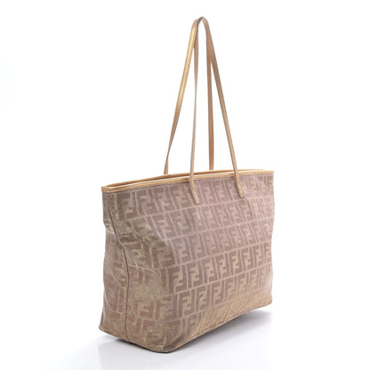 Fendi Metallic Lurex Zucca Roll Shopping Tote Arancio 3 of 18