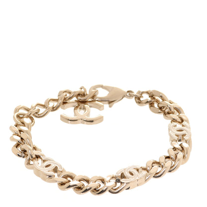 Chanel Enamel Metal CC Chain Bracelet Gold White 1 of 6