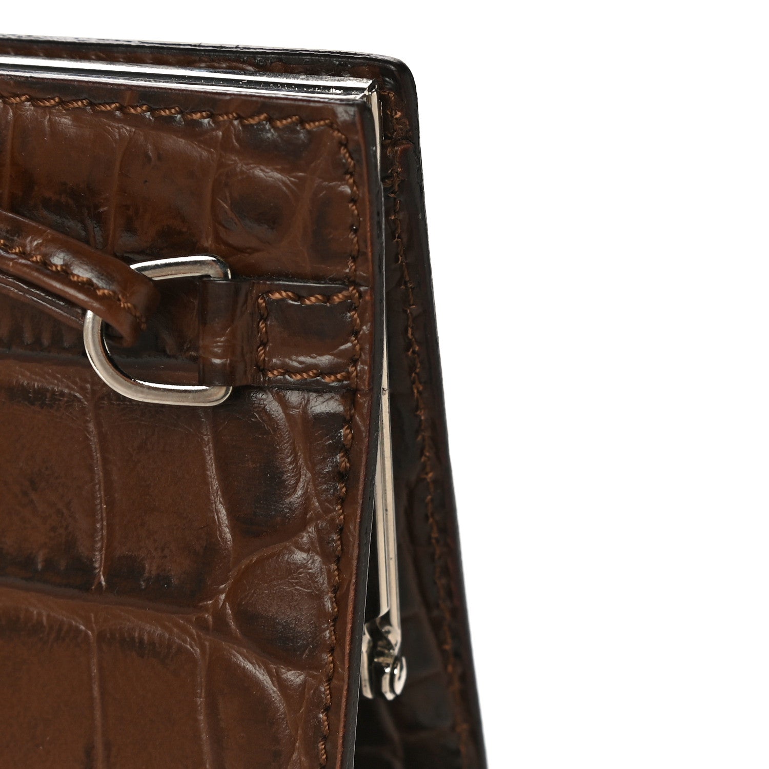 Burberry Crocodile Embossed Calfskin Wristlet Clutch Brown 10 of 13