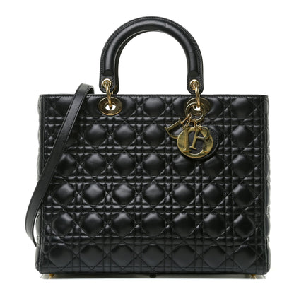 Christian Dior Lambskin Cannage Large Lady Dior Black 1 of 10
