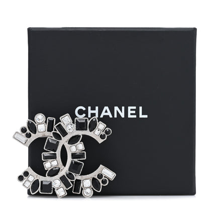 Chanel Baguette Crystal CC Brooch Black Silver 5 of 5