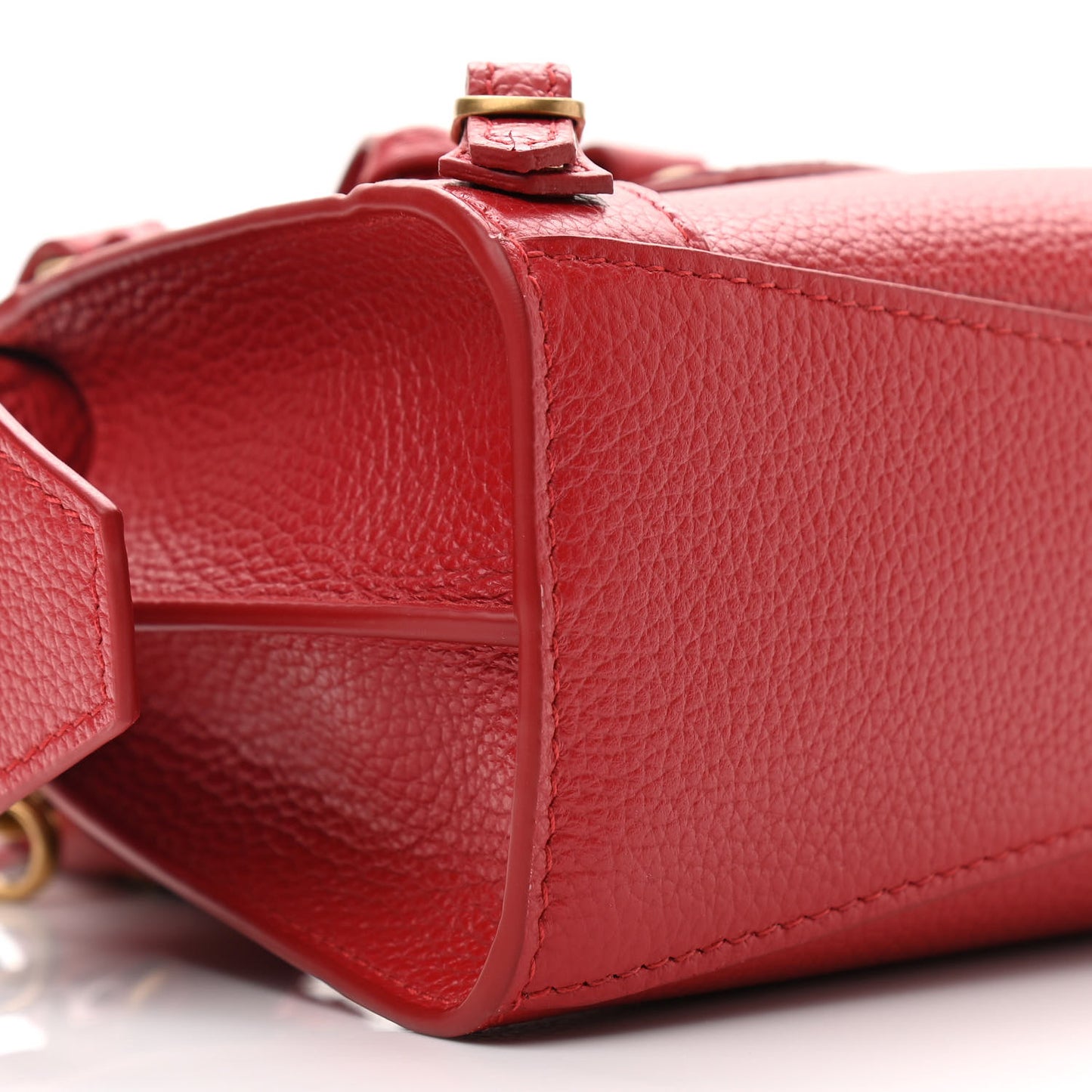 Grained Calfskin Neo Classic Gold Hardware Nano City Crossbody Medium Red