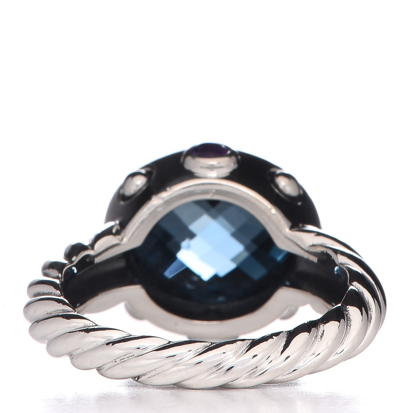  Sterling Silver Blue Topaz Amethyst 11mm Renaissance Ring 54 7