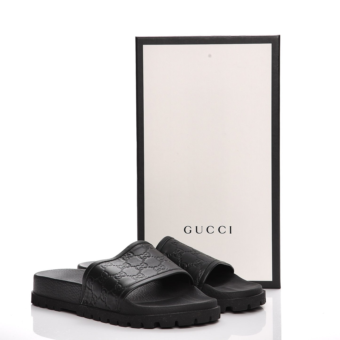 Guccissima Mens Lug Sole Slide Sandals 11 Black