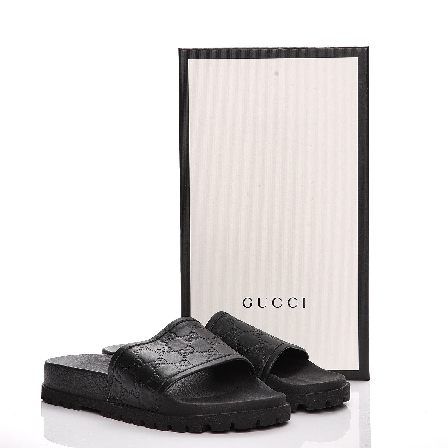 Gucci Guccissima Mens Lug Sole Slide Sandals 11 Black 9 of 9