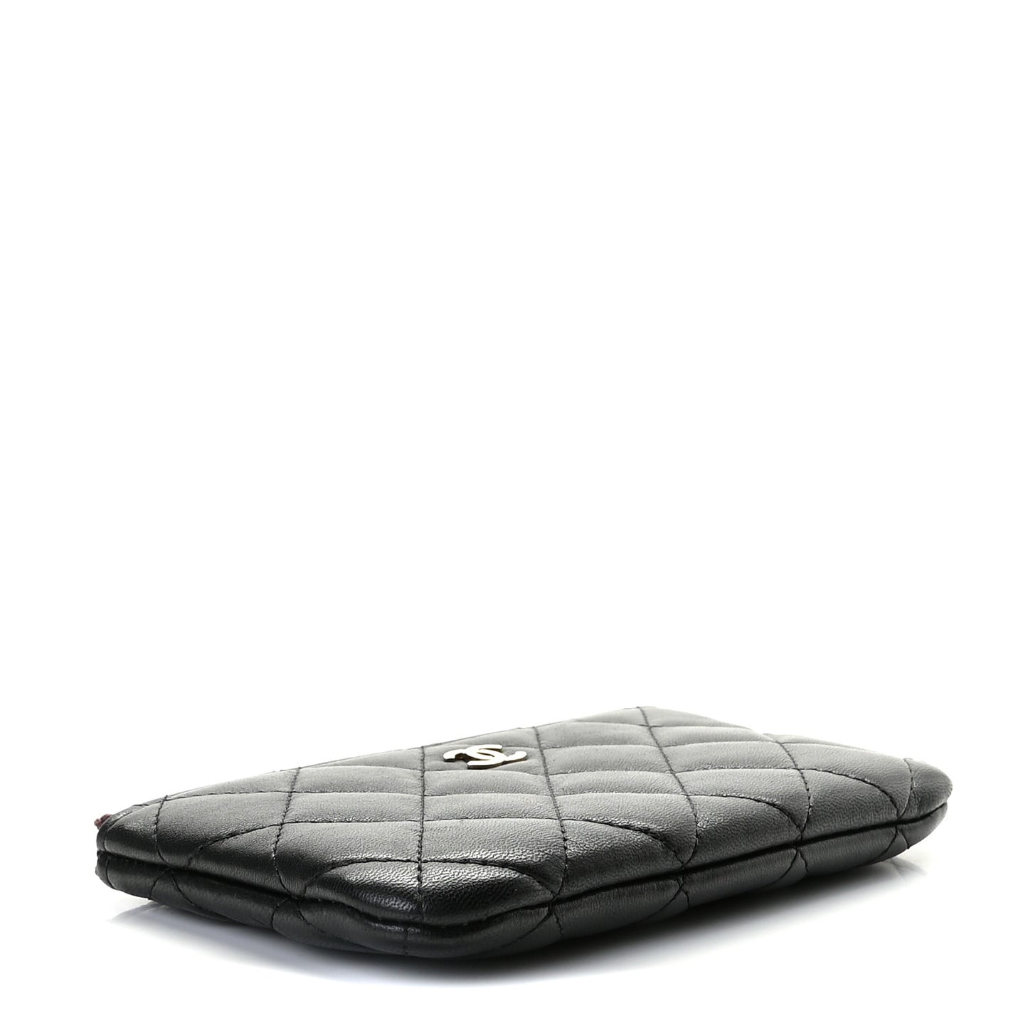Lambskin Quilted Small Cosmetic Case Black