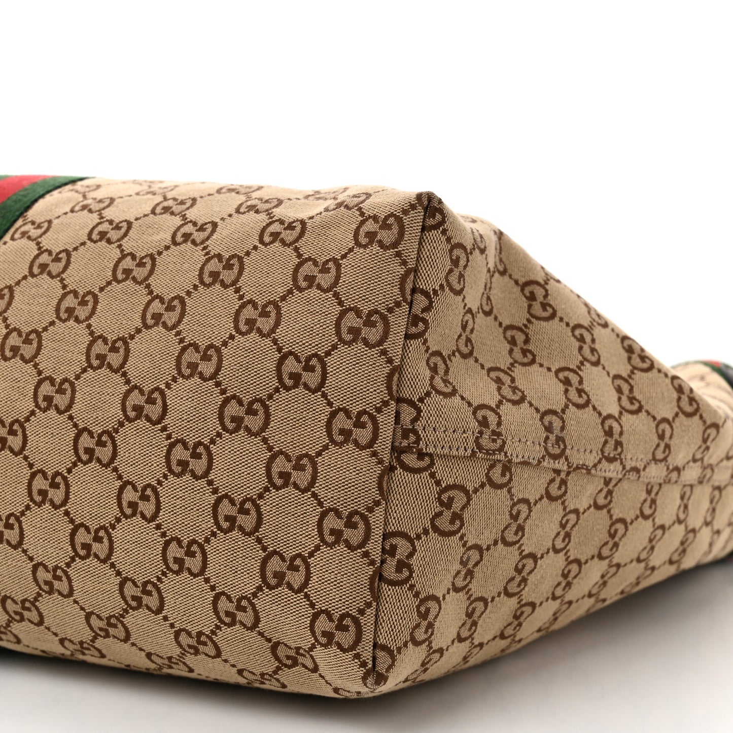 GG Monogram Web Large Giglio Tote Beige Brown