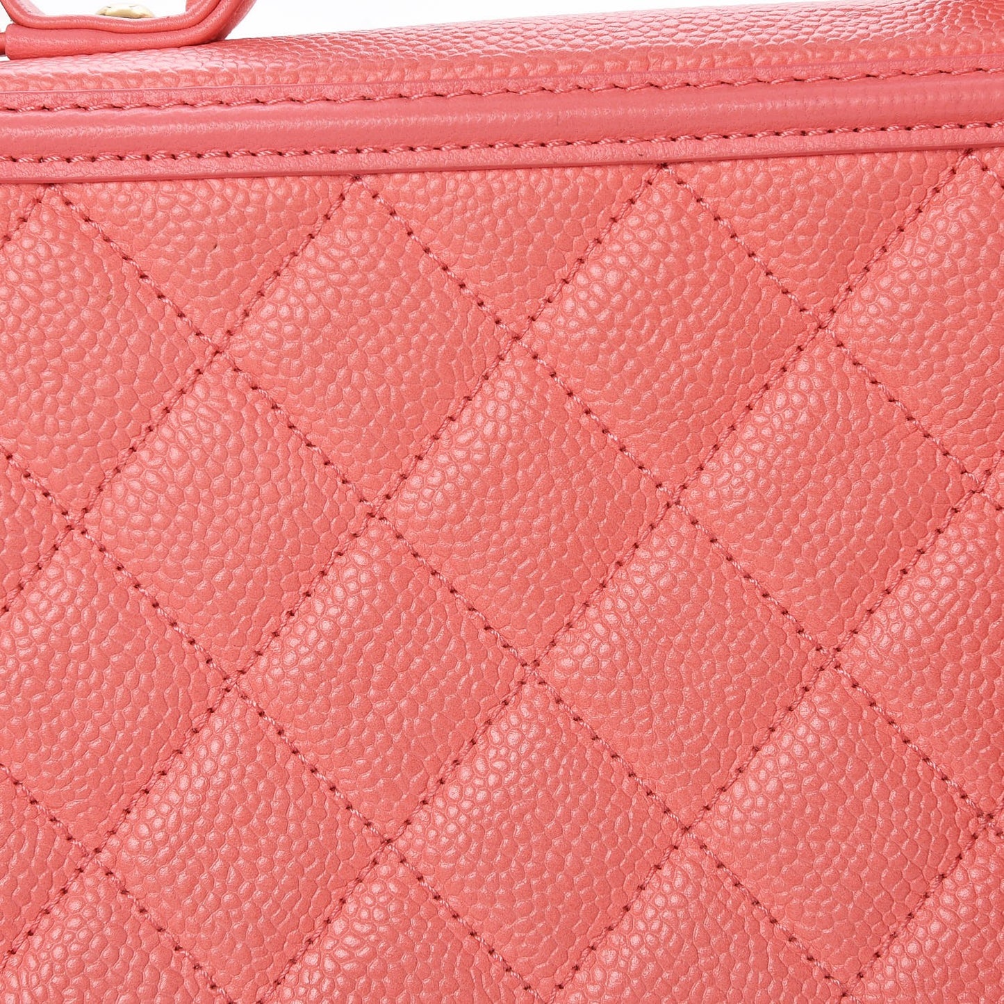 Caviar Quilted Medium CC Filigree Vanity Case Coral
