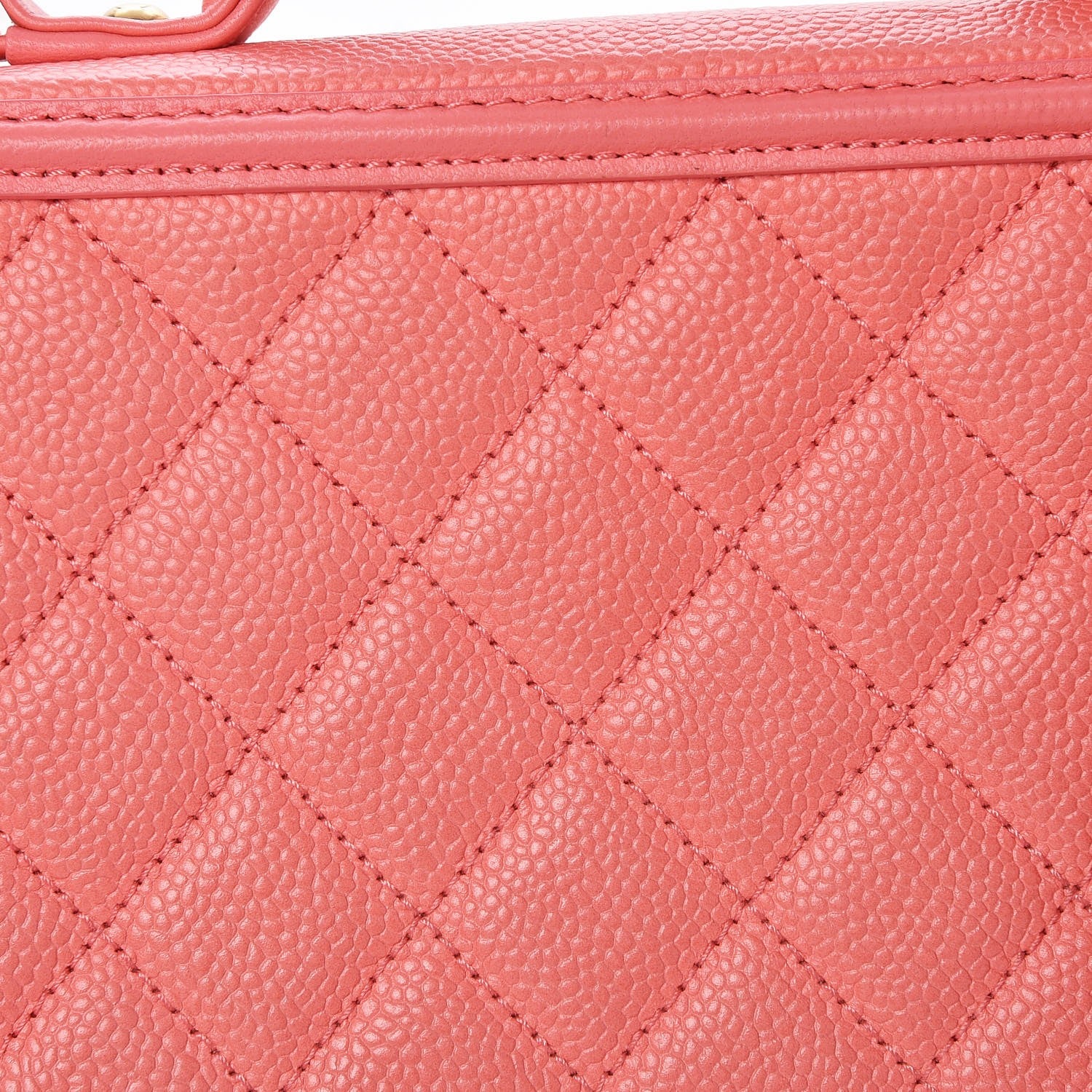 Chanel Caviar Quilted Medium CC Filigree Vanity Case Coral 8 of 11