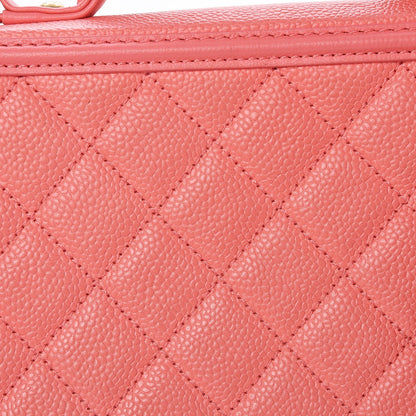 Chanel Caviar Quilted Medium CC Filigree Vanity Case Coral 8 of 11