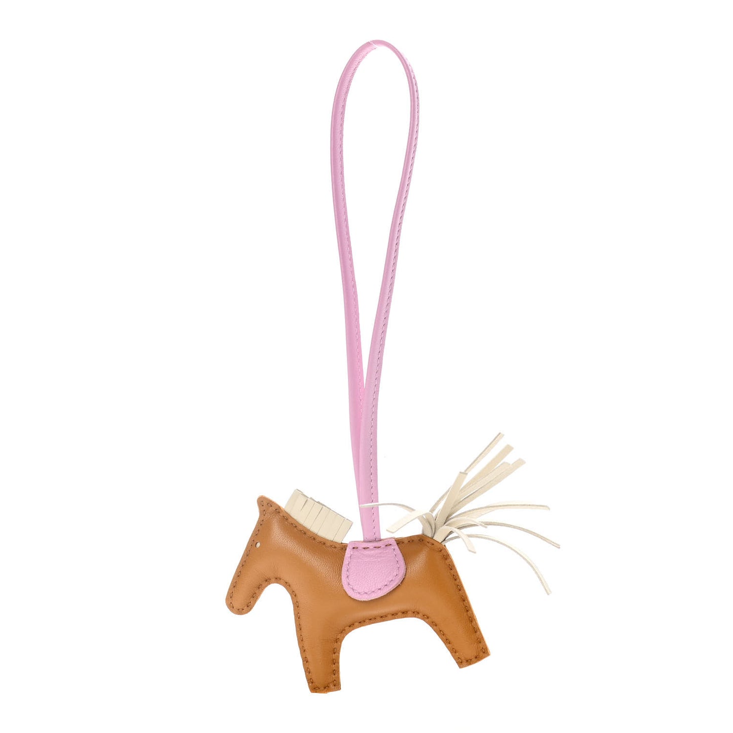 Milo Lambskin Grigri Rodeo Horse Bag Charm PM Sesame Mauve Sylvestre Craie