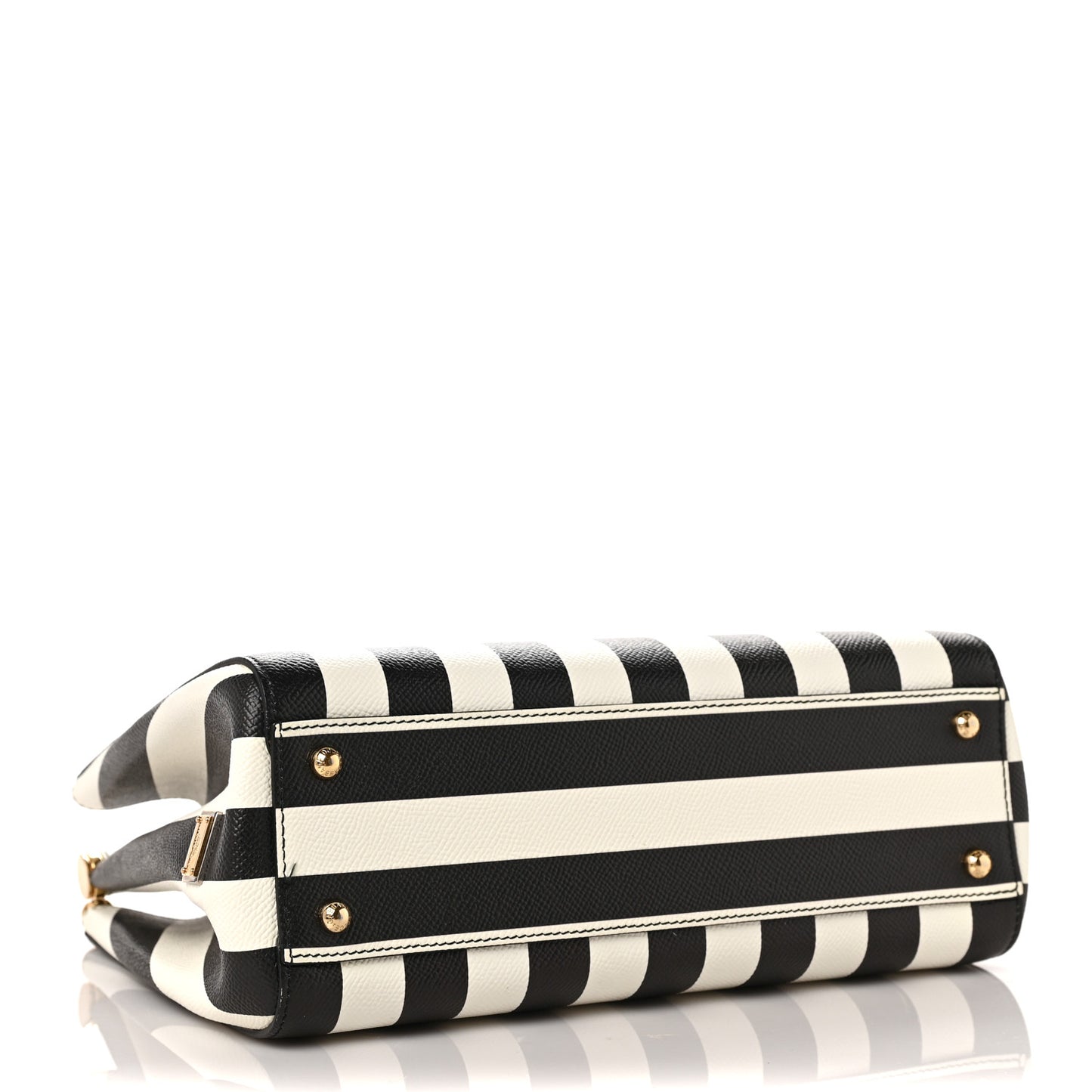 Dauphine Striped Top Handle Satchel Black White